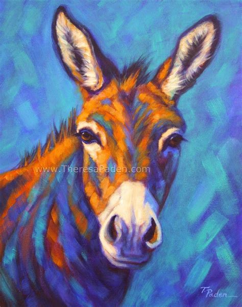 Paintings By Theresa Paden Colorful Contemporary Donkey Painting By