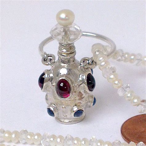 Perfume Bottle Pendant In Silver 925 Set With 5 Round Etsy