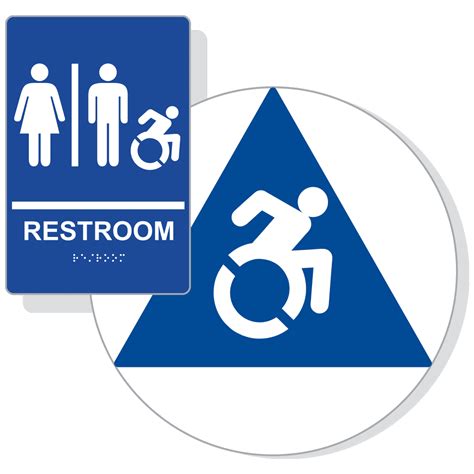 Braille Unisex Restroom Sign Set With Dynamic Accessibility Symbol Rre