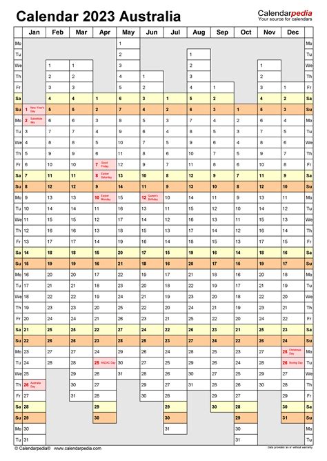 australia calendar 2023 free printable excel templates - australia