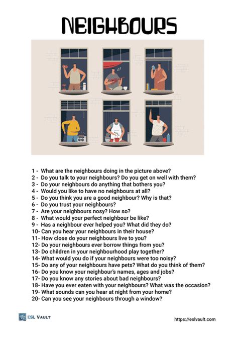 20 Neighbours Conversation Questions Esl Vault