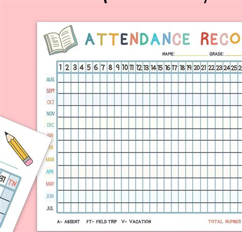 Printable Yearly Attendance Sheet Digital Teacher Log Etsy