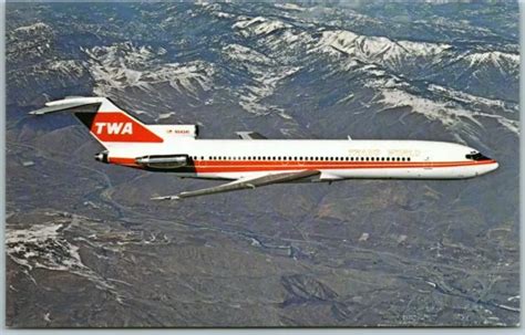 Postcard Twa Aircraft Boeing 727 231a Three Engine Jet Plane Aerial