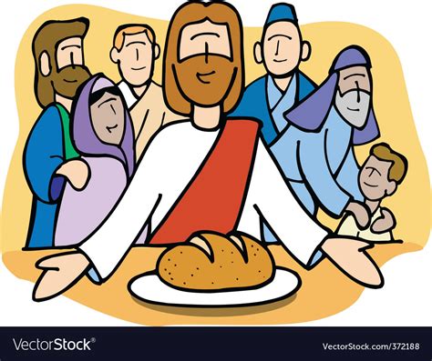 Jesus Sharing Bread Royalty Free Vector Image Vectorstock