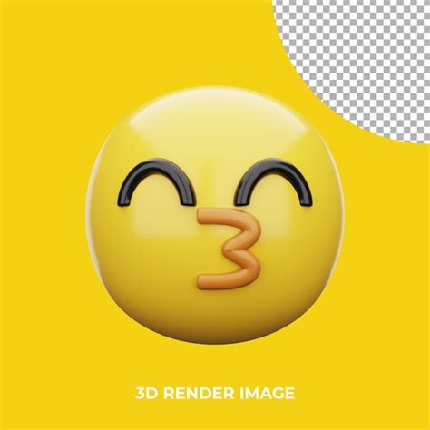 Premium Psd 3d Emoji Kissing Face With Smiling Eyes