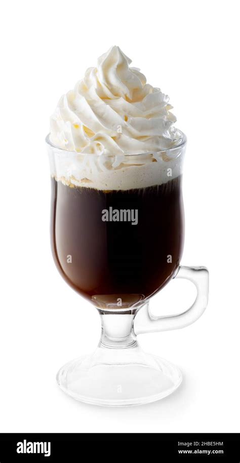 Irish Coffee With Whipped Cream In Glass Cup Isolated Stock Photo Alamy