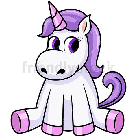 Purple Unicorn Sitting On The Ground Vector Cartoon Clipart Friendlystock