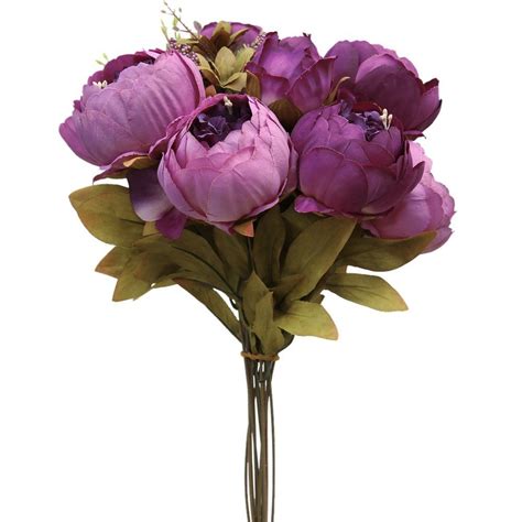 Luyue Vintage Artificial Peony Silk Flowers Bouquet Home