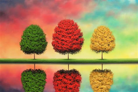 Colorful Abstract Tree Print Three Trees Landscape Art Print