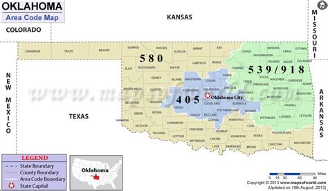 Oklahoma Area Codes Map Of Oklahoma Area Codes Area Codes Language