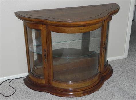 All glass triangular curio cabinet. Antique Pulaski curved curio cabinet antique appraisal ...