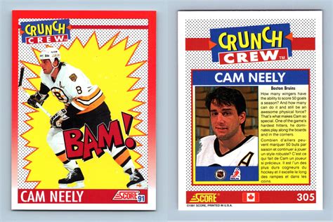 Cam Neely 305 Score 1991 2 Bilingual Crunch Crew Nhl Hockey Card