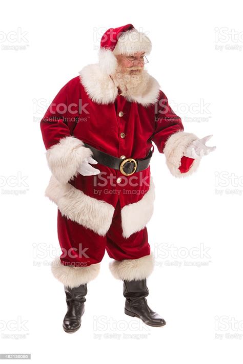 Real Santa Claus Full Body Looking At Camera Stock Photo
