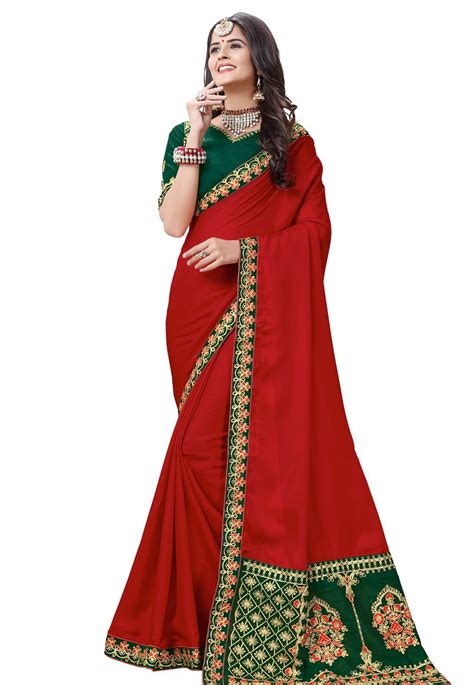 Red Silk Saree With Blouse 159805 Silk Sarees Saree Saree Designs