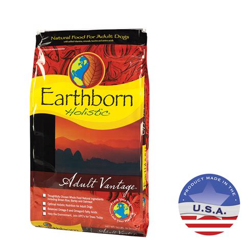 Earthborn holistic's dry pet food is produced at a number of facilities, including monmouth illinois, chickasha oklahoma, or waverly new york state. Earthborn Holistic Adult Vantage Natural Dog Food