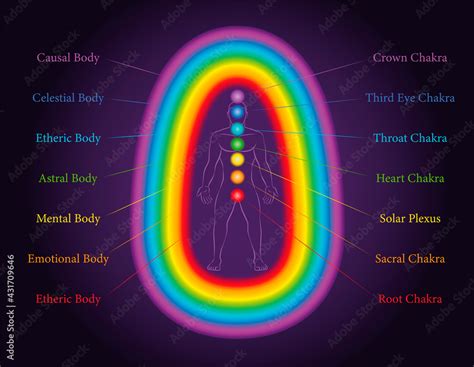 Plakat Aura Bodies The Seven Layers Of A Meditating Man With Related