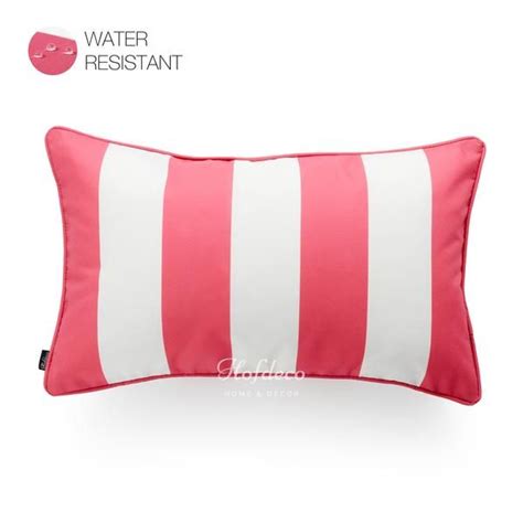 Hot Pink Outdoor Lumbar Pillow Cover Stripes 12x20 Pink Throw Pillows Outdoor Pillow