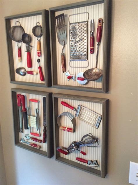 Vintage Kitchen Utensils Displayed In A Shadow Box I Took The Glass