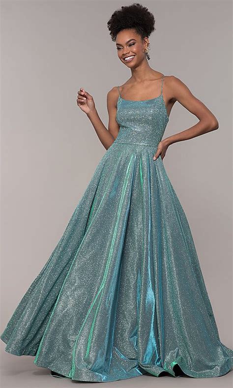 Long Iridescent Glitter Corset Backless Prom Dress Ball Dresses