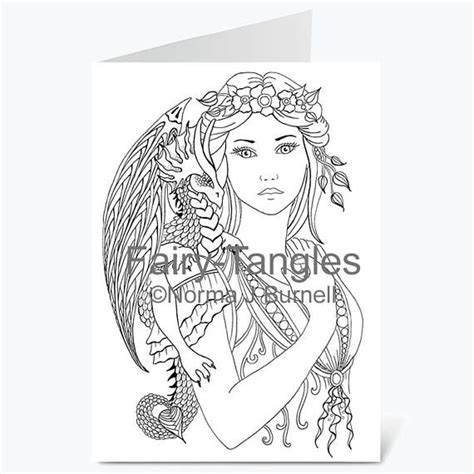 Printable Fairy Tangles Greeting Cards To Color Norma Burnell To Color