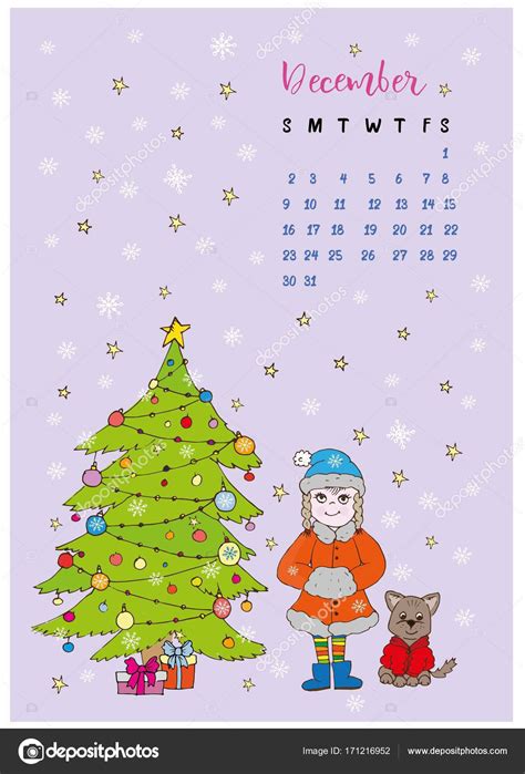 Te ofrecemos hoy, en esta página, una serie de imágenes de bienvenido mes de diciembre, último mes del año, época de amor, de paz, de esperanza y de reuniones familiares. El calendario del mes de diciembre de 2018, árbol chica y perro celebrando la Navidad — Vector ...