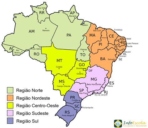 Regiões E Estados Brasileiros Geografia Infoescola