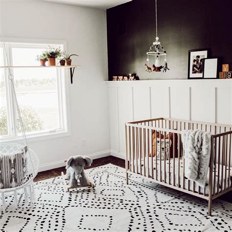 Black And White Board And Batten Nursery In 2020 Dark Accent Walls