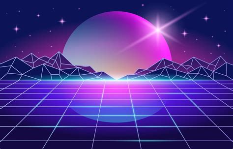 Retro Futurism Style With Purple Space Background 1953845 Vector Art At