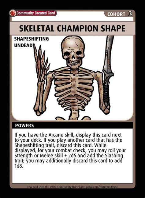 Skeletal Champion Shape Custom Card Paizo Pathfinder Adventure