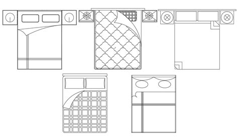 Double Bed With Different Sheet Cad Block Drawing Cadbull