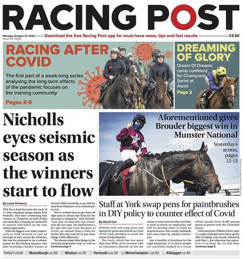 Racing Post Front Page Th Of October Tomorrow S Papers Today