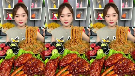 CHINESE MUKBANG FOOD EATING SHOW ASMR Spicy Noodles Braised Pork Ribs So YUMMY Belly