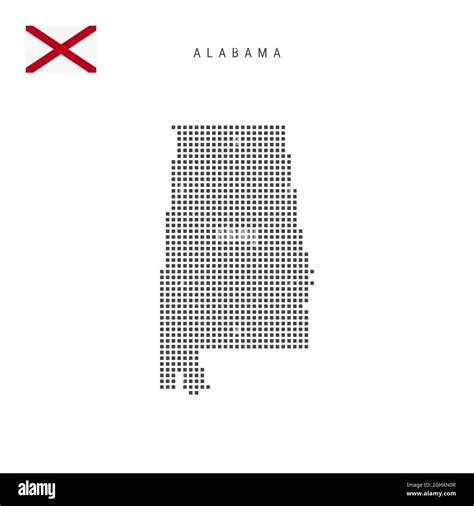 Square Dots Pattern Map Of Alabama Dotted Pixel Map With Flag Isolated