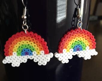 Rainbow Dangle Perler Bead Earrings Etsy