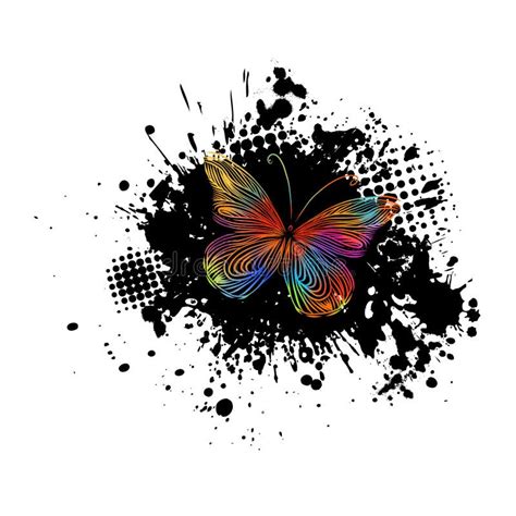 Butterflies In Paint Splatter Stock Illustration Illustration Of