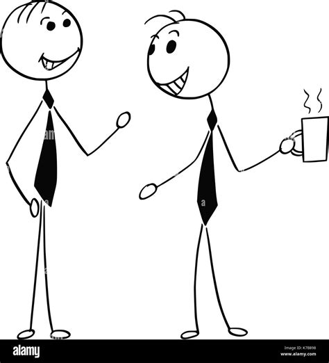 Cartoon Stick Man Illustration Of Two Men Male Business People Talking