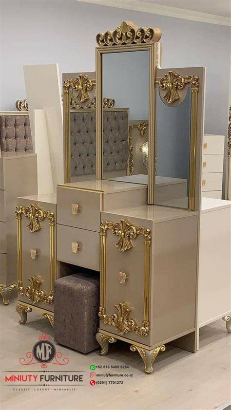 Meja Rias Ukir Klasik Jepara Duco Putih Terbaru Miniuty Furniture