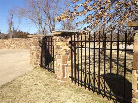 Fence Wrought Iron Fence With Stone Pillars Wrought Iron Fences