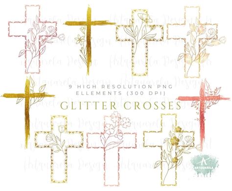 9 Glitter Cross Clipart Rose Gold Cross Png Carved Cross With Etsy Uk