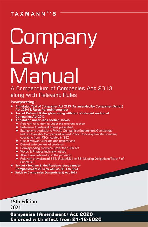 Taxmann S Company Law Manual Read The Annotated Amended And Updated