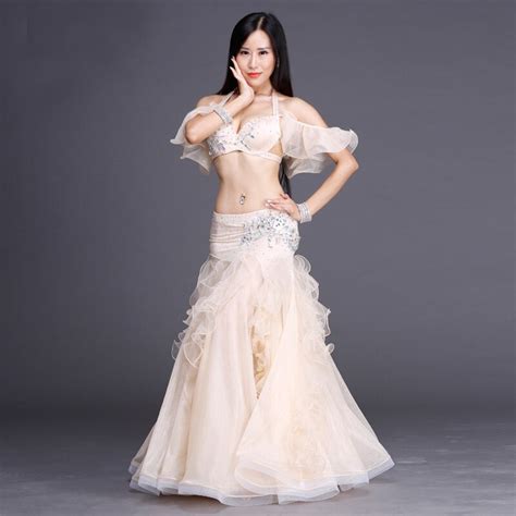 Professional Belly Dancing Costumes Set Performance Diamond 2pcs Bra Skirt New Arrival 2018 In