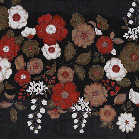 Cosmo Black Dobby Fabric With Brown Florals Modes4u
