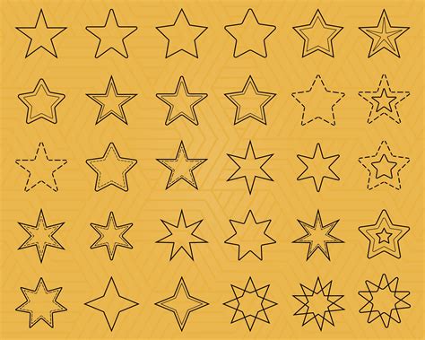 30 Vector Stars Cut File Clip Art Star Shapes Svg Dxf Png Etsy