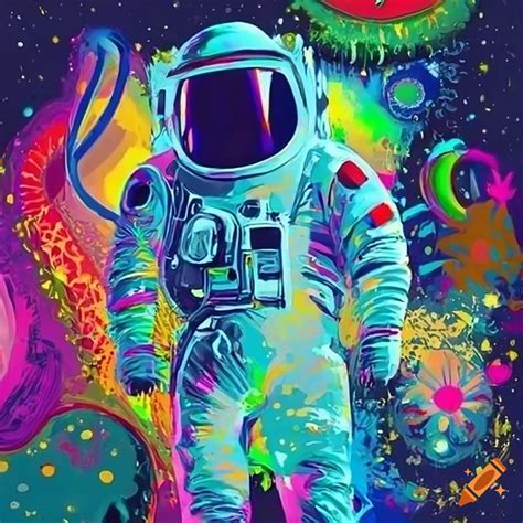 Colorful Abstract Artwork Of An Astronaut In Space