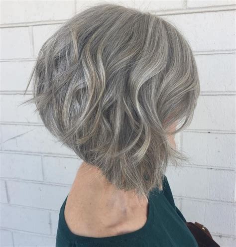 Inverted Gray Bob With Light Waves Gorgeous Gray Hair Grey Bob