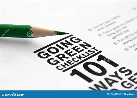 Going Green Checklist Stock Image Image Of Environmental 181438657