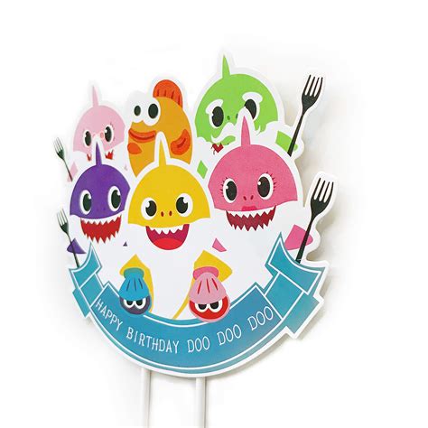 Dadam Baby Shark Cake Topper Happy Birthday Doo Doo Doo Baby Shark