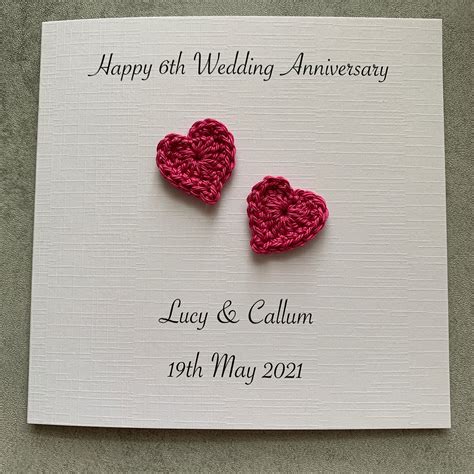 Personalised 6th Wedding Anniversary Card With 100 Cotton Etsy