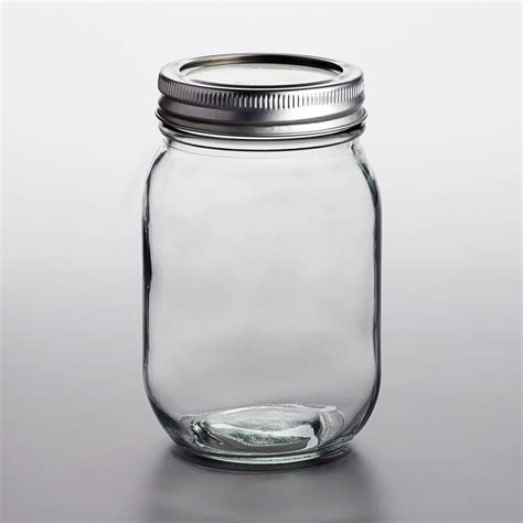Choice Oz Pint Regular Mouth Glass Canning Mason Jar With Silver Metal Lid And Band Pack