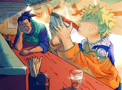 Wallpaper Naruto Anime Anime Boys Uzumaki Naruto Ramen Umino Iruka Eating Closed Eyes
